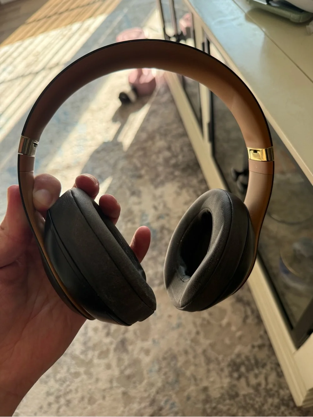 Apple Over-Ear Headphones in Brown and Black with Gold Accents